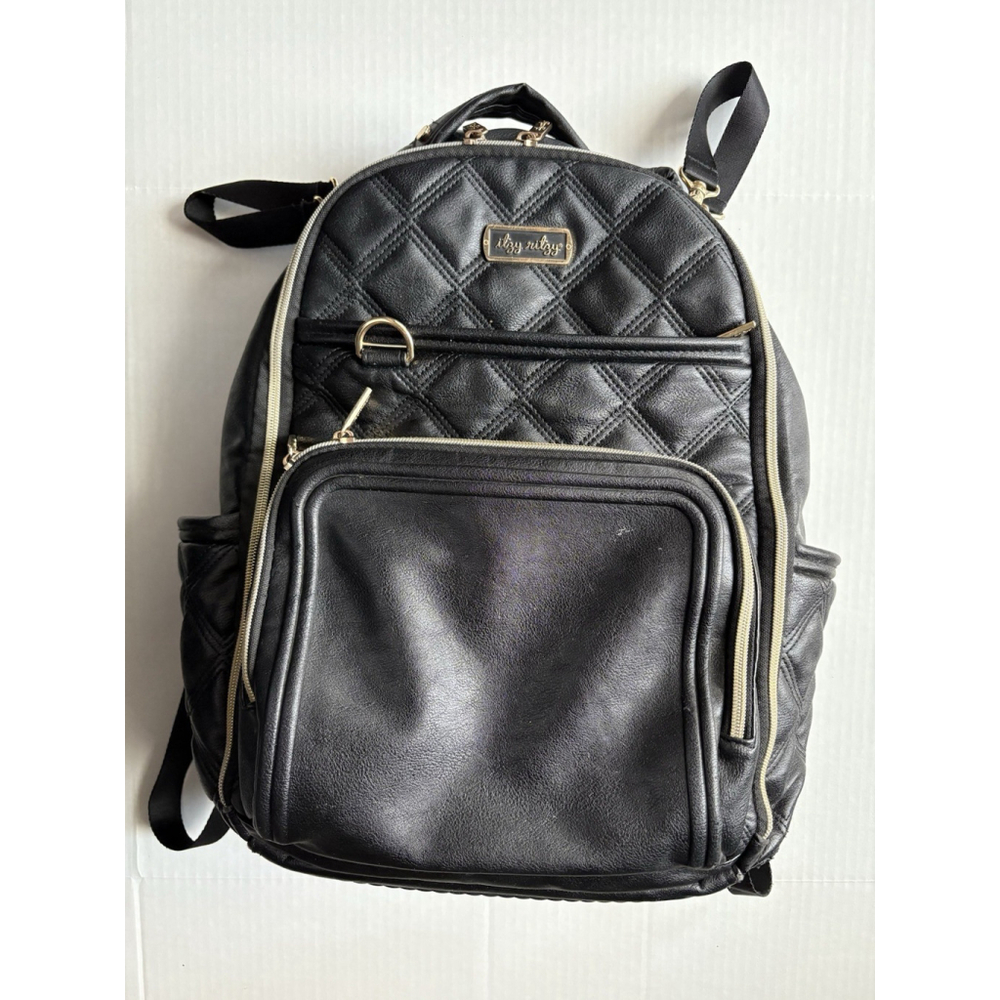Itzy Ritzy Boss Backpack Diaper Bag Black with Gold Hardware Quilted